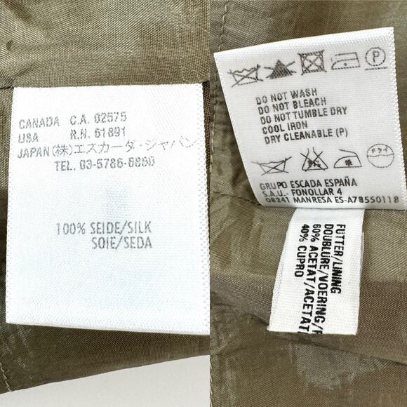 Escada Silk Pencil Skirt Asymmetrical Wrap Hem in Beige/Taupe Size 42 (US12) - Picture 10 of 11